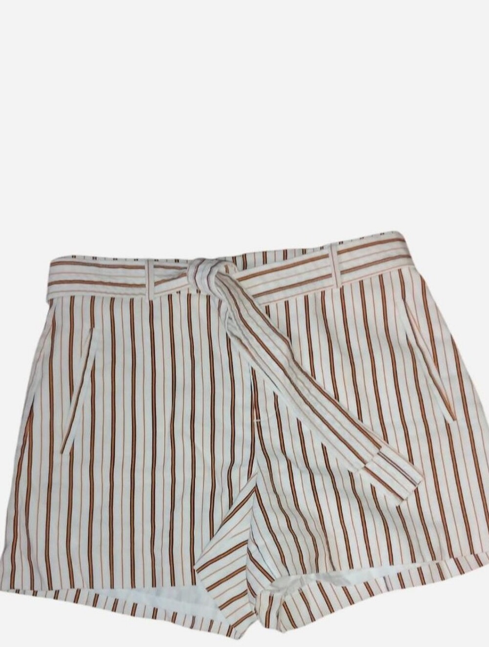 Nine West Striped High-Waist Tie-Front Shorts - Size Medium